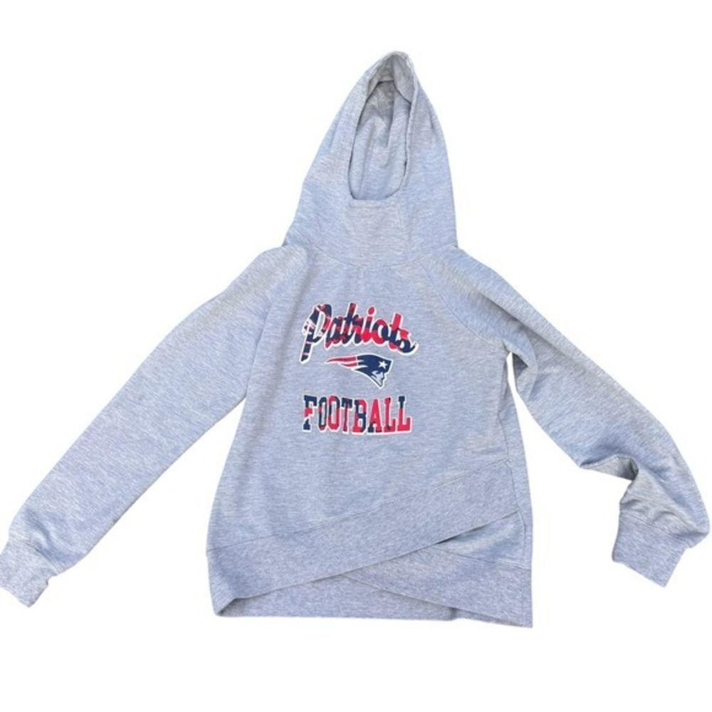 NFL Team Apparel Patriots Football Gray Hoodie Kids Girls‎ Large L-G-G-14
